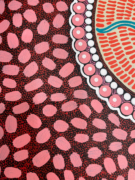 #367 ALIARA BIRD After the Rain (Pink) : Aboriginal Art: 62x103cm