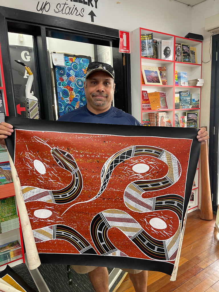 #300 Python Dreaming - JIMI SPRATT YUKARN: Aboriginal Art: 95x75cm