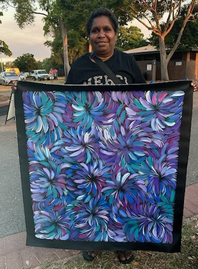 #267 Bush Medicine Leaves (Purples) - SELINA NUMINA : Aboriginal Art: 88cm x 94cm