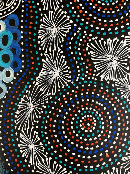 #48 Women Collecting Bush Tucker (Multi)- SELINA NUMINA : Aboriginal Art: 197cm x 85cm