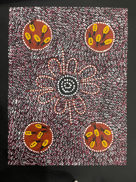 #118 Women Digging for Honey Ants: ANGELA NUMINA : ABORIGINAL ART: 31x41cm