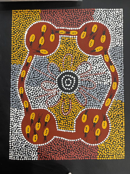 #335 Women Digging for Honey Ants: ANGELA NUMINA : ABORIGINAL ART: 31x41cm