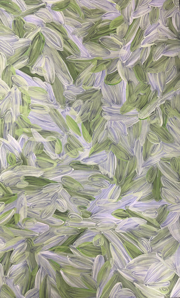#213 Bush Medicine Leaves (Lime) - JACINDA HAYES: Aboriginal Art: 90cm x 144cm