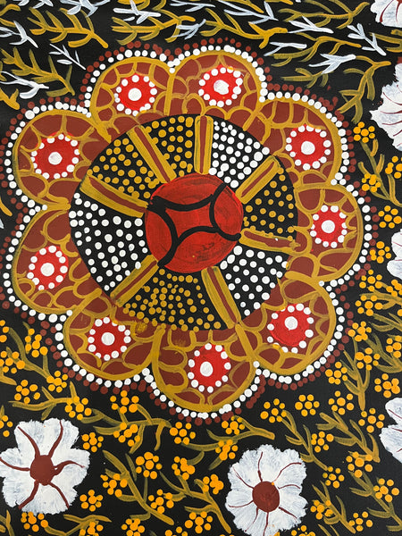 #134 Desert Flowers after rain - MAREE GOREY Aboriginal Art:  97cm x 150cm