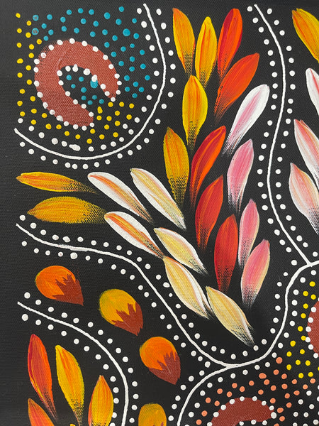 #341 Women Collecting - JACINTA NUMINA : Aboriginal Art: 38x53cm