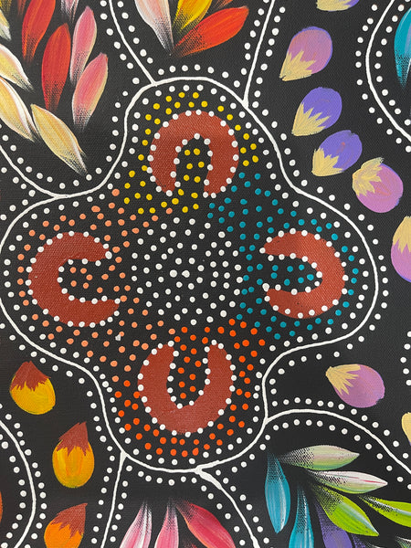 #341 Women Collecting - JACINTA NUMINA : Aboriginal Art: 38x53cm