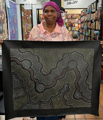 #129 Thorny Lizard Dreaming (Neutrals) - JACINTA NUMINA Aboriginal Art: 85cm x 65cm