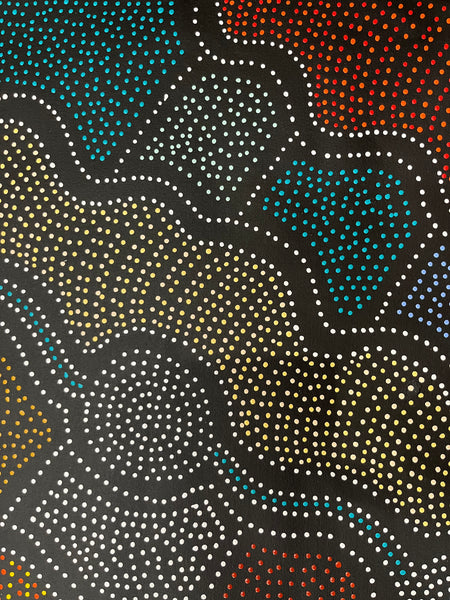 #141 Thorny Lizard Dreaming (Multi) - JACINTA NUMINA Aboriginal Art: 85cm x 67cm