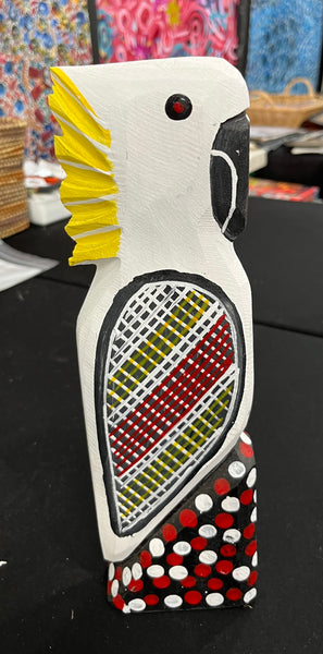 #364 White Cockatoo Carving - KENNY REID Aboriginal Art: 31cm x 10cm x 5cm
