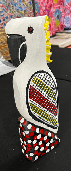 #364 White Cockatoo Carving - KENNY REID Aboriginal Art: 31cm x 10cm x 5cm