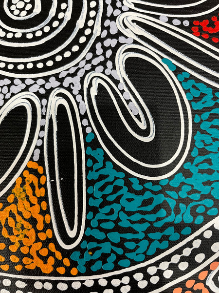 #160 Women collecting Bush Tucker (multi) - SHARON NUMINA Aboriginal Art: 37cm x 51cm