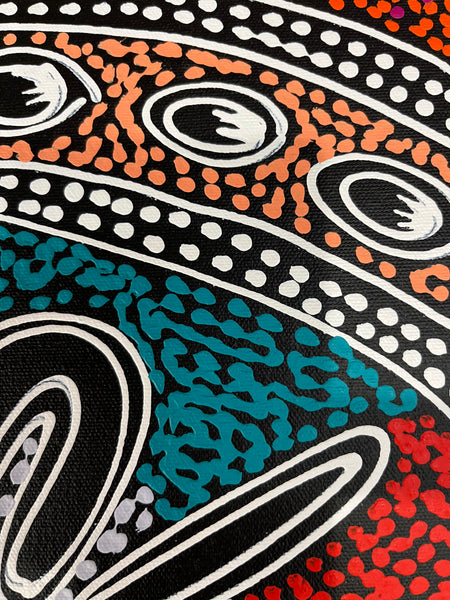 #160 Women collecting Bush Tucker (multi) - SHARON NUMINA Aboriginal Art: 37cm x 51cm