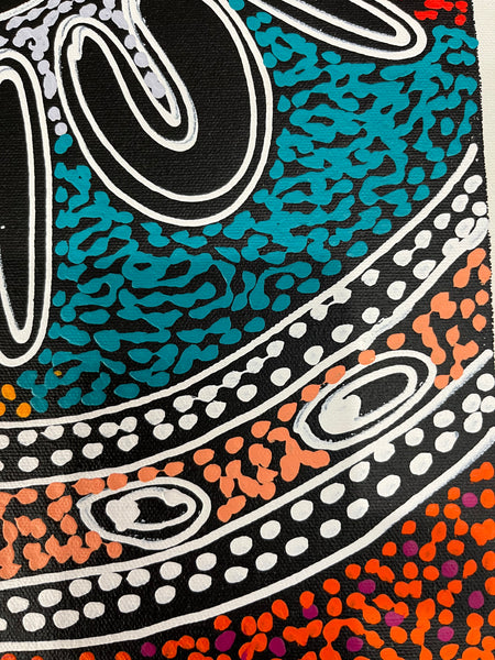 #160 Women collecting Bush Tucker (multi) - SHARON NUMINA Aboriginal Art: 37cm x 51cm