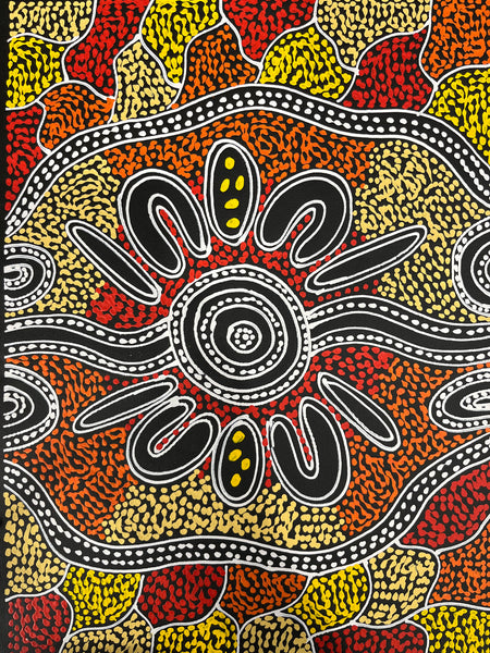 #310 Women collecting Bush Tucker (Sunset) - SHARON NUMINA Aboriginal Art: 39cm x 53cm