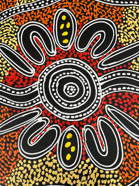 #310 Women collecting Bush Tucker (Sunset) - SHARON NUMINA Aboriginal Art: 39cm x 53cm