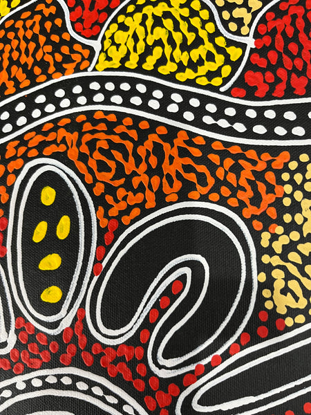 #310 Women collecting Bush Tucker (Sunset) - SHARON NUMINA Aboriginal Art: 39cm x 53cm