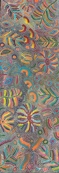 #131 Yam Seed Dreaming Artist: JEDDA PURVIS KNGWARREYE Aboriginal Art: 73cm x 200cm