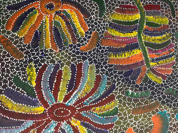 #131 Yam Seed Dreaming Artist: JEDDA PURVIS KNGWARREYE Aboriginal Art: 73cm x 200cm