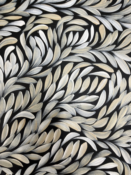 #344 Bush Medicine Leaves  (Neutrals) - LOUISE NUMINA : Aboriginal Art: 96cm x 147cm