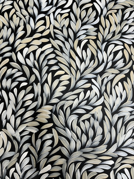 #344 Bush Medicine Leaves  (Neutrals) - LOUISE NUMINA : Aboriginal Art: 96cm x 147cm