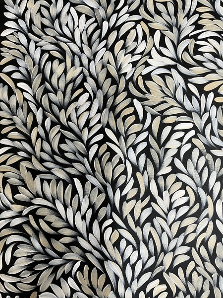 #344 Bush Medicine Leaves  (Neutrals) - LOUISE NUMINA : Aboriginal Art: 96cm x 147cm