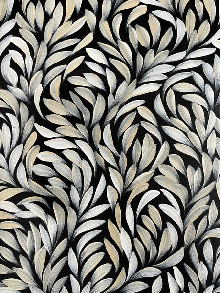 #344 Bush Medicine Leaves  (Neutrals) - LOUISE NUMINA : Aboriginal Art: 96cm x 147cm