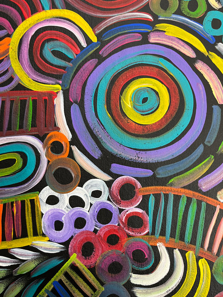 #56 Women & Bush Medicine (Multi) SELINA NUMINA Aboriginal Artist:  35cm x 92cm