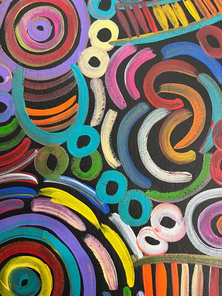 #56 Women & Bush Medicine (Multi) SELINA NUMINA Aboriginal Artist:  35cm x 92cm