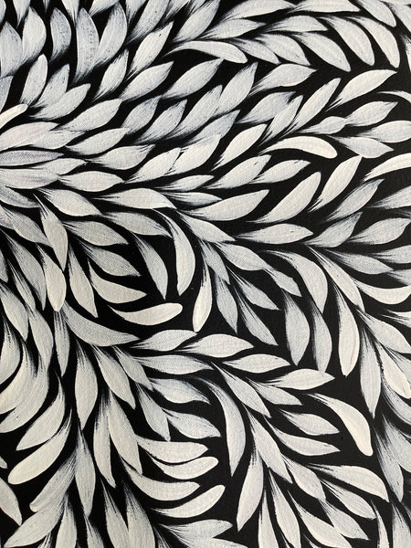 #305 Bush Medicine Leaves (Whites) - LOUISE NUMINA : Aboriginal Art: 65x59cm