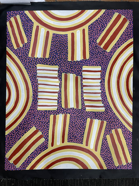 #331 Womens Body Design (Multi/Purple): ANNA PETYARRE: Aboriginal Art: 92x107cm