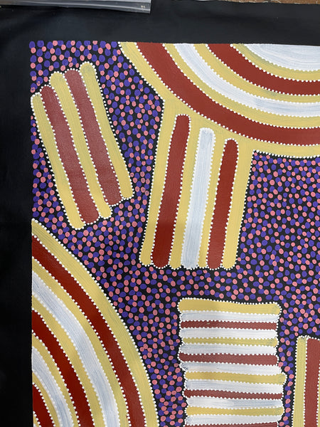 #331 Womens Body Design (Multi/Purple): ANNA PETYARRE: Aboriginal Art: 92x107cm