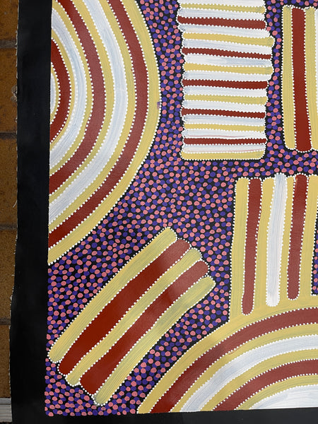 #331 Womens Body Design (Multi/Purple): ANNA PETYARRE: Aboriginal Art: 92x107cm