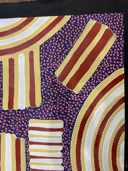 #331 Womens Body Design (Multi/Purple): ANNA PETYARRE: Aboriginal Art: 92x107cm