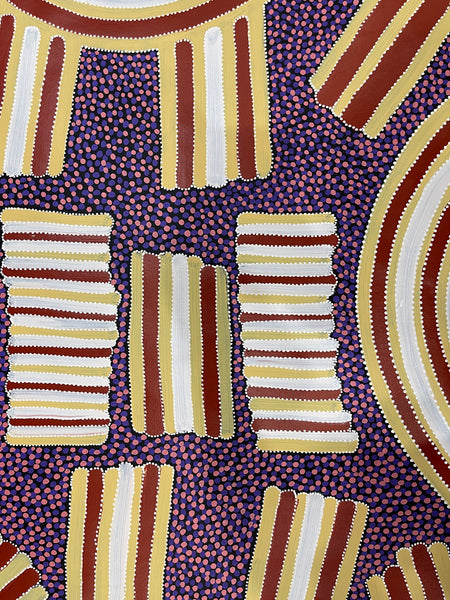 #331 Womens Body Design (Multi/Purple): ANNA PETYARRE: Aboriginal Art: 92x107cm