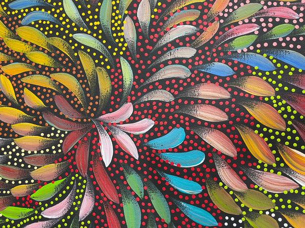 #190 Bush Medicine Leaves & Seeds (Multi) - CAROLINE NUMINA : Aboriginal Art: 64x152cm