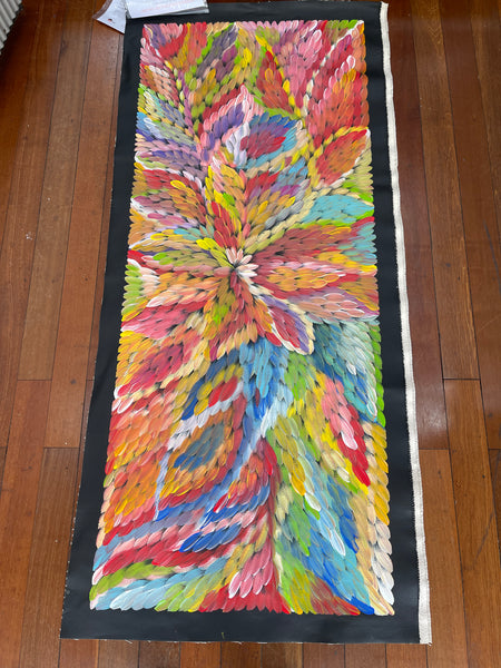 #307 Bush Medicine Leaves (Rainbow/Multi) - CAROLINE NUMINA : Aboriginal Art: 63x150cm