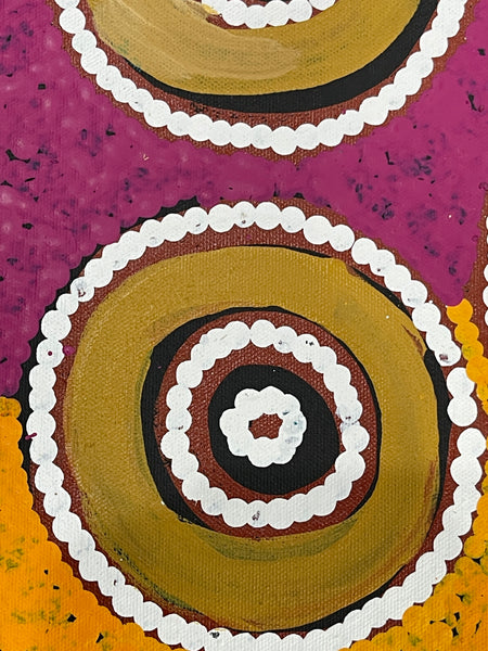 #307 Waterholes (Multi) BARBARA PANANKA PRICE : Aboriginal Art: 150x42cm