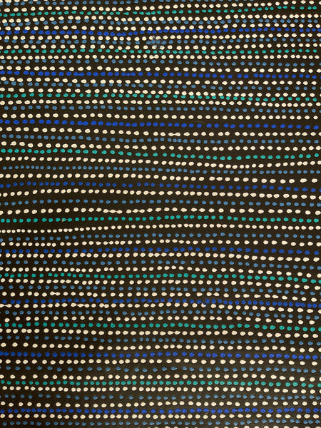 #292 Brown Dingo Tracks (Blue/White) -  LANITA NUMINA : Aboriginal Art: 60x60cm