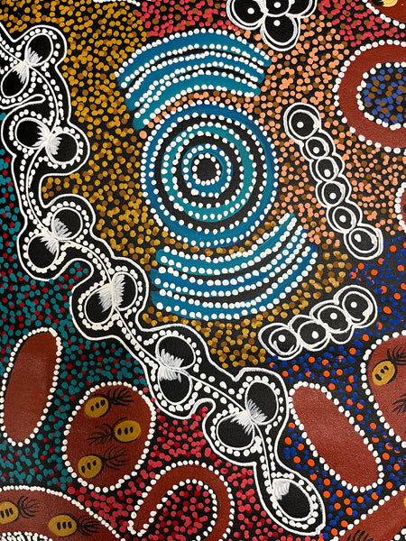 #104 My Country Dreaming (Multi) - LANITA NUMINA : Aboriginal Art: 76cm x 150cm