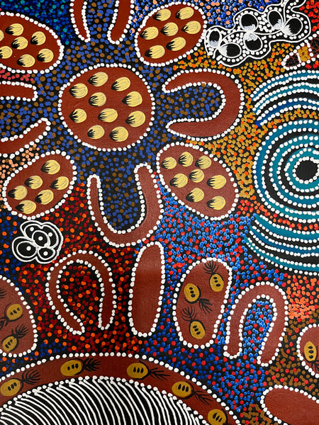#104 My Country Dreaming (Multi) - LANITA NUMINA : Aboriginal Art: 76cm x 150cm
