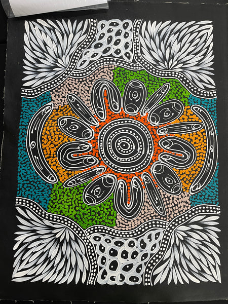 #365 My Country Dreaming (Multi) - SHARON NUMINA : Aboriginal Art: 44x58cm