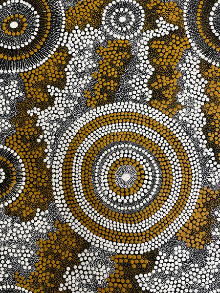 #397 Water Dreaming (Ngapa) - DOREEN DICKSON Aboriginal Art:  85cm x 110cm