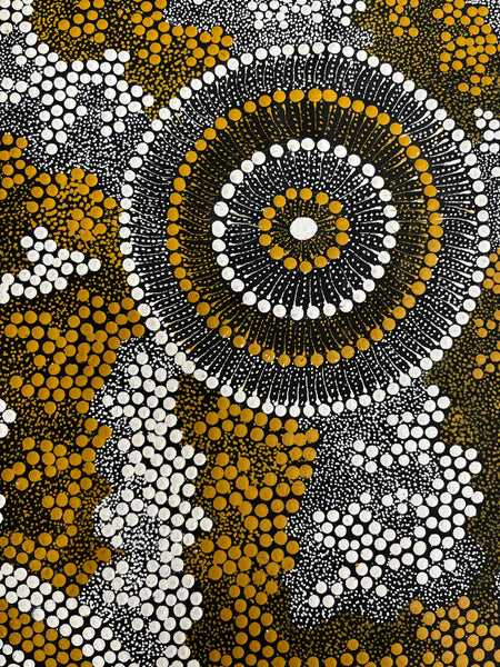 #397 Water Dreaming (Ngapa) - DOREEN DICKSON Aboriginal Art:  85cm x 110cm