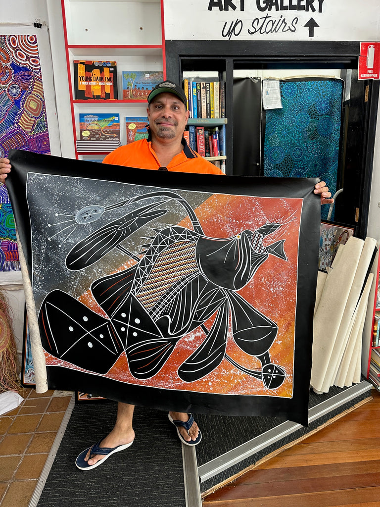 #238 Barramundi - JIMI SPRATT YUKARN: Aboriginal Art: 82x110cm