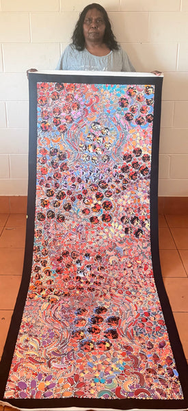 #1 Bush Yam Dreaming (Pastels) - RACHAEL NAMBULA: Aboriginal Art:   70cm x 200cm