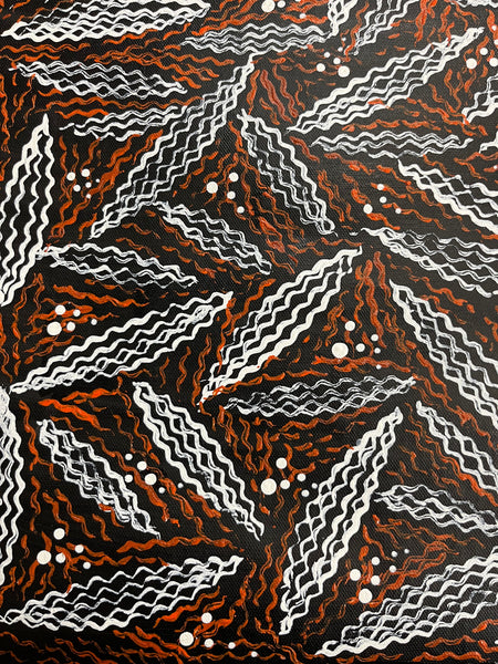 #387 Desert Oak Cones (Earth) - TREPHINA SULTAN THANGUWA Aboriginal Art: 71cm x 95cm