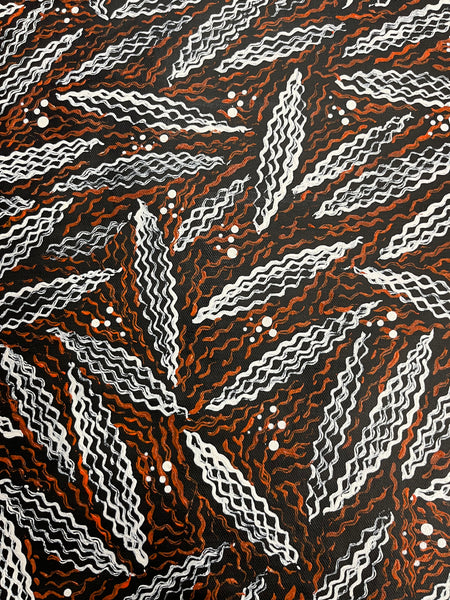 #387 Desert Oak Cones (Earth) - TREPHINA SULTAN THANGUWA Aboriginal Art: 71cm x 95cm