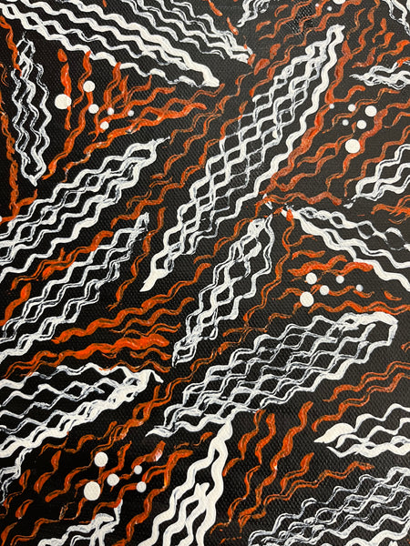 #387 Desert Oak Cones (Earth) - TREPHINA SULTAN THANGUWA Aboriginal Art: 71cm x 95cm