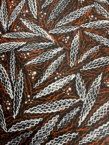 #387 Desert Oak Cones (Earth) - TREPHINA SULTAN THANGUWA Aboriginal Art: 71cm x 95cm