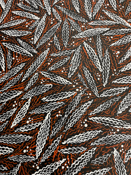 #387 Desert Oak Cones (Earth) - TREPHINA SULTAN THANGUWA Aboriginal Art: 71cm x 95cm